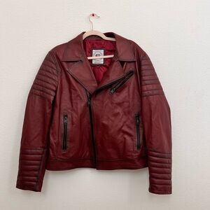 Felix Hardy Red 100% Leather Jacket Men’s Zip Up Long Sleeve Moto Jacket XXL